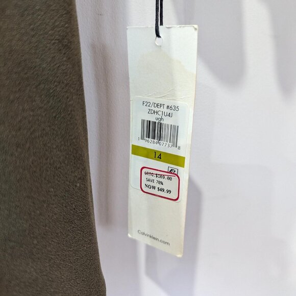 NWT Calvin Klein Olive Green Modest Fashion Dress Women's M Cottagecore - Picture 4 of 6